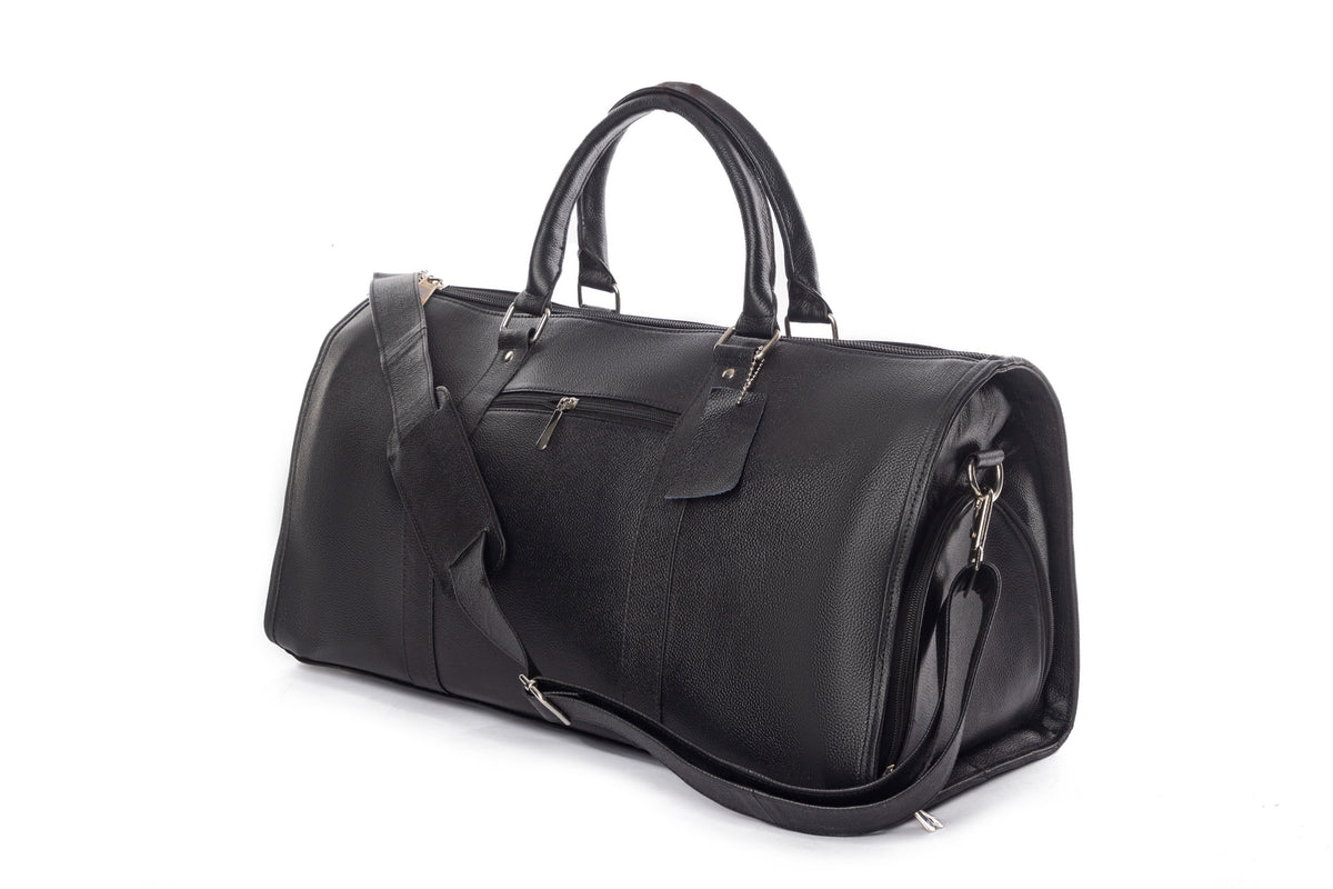 Bustah black genuine leather travel duffle