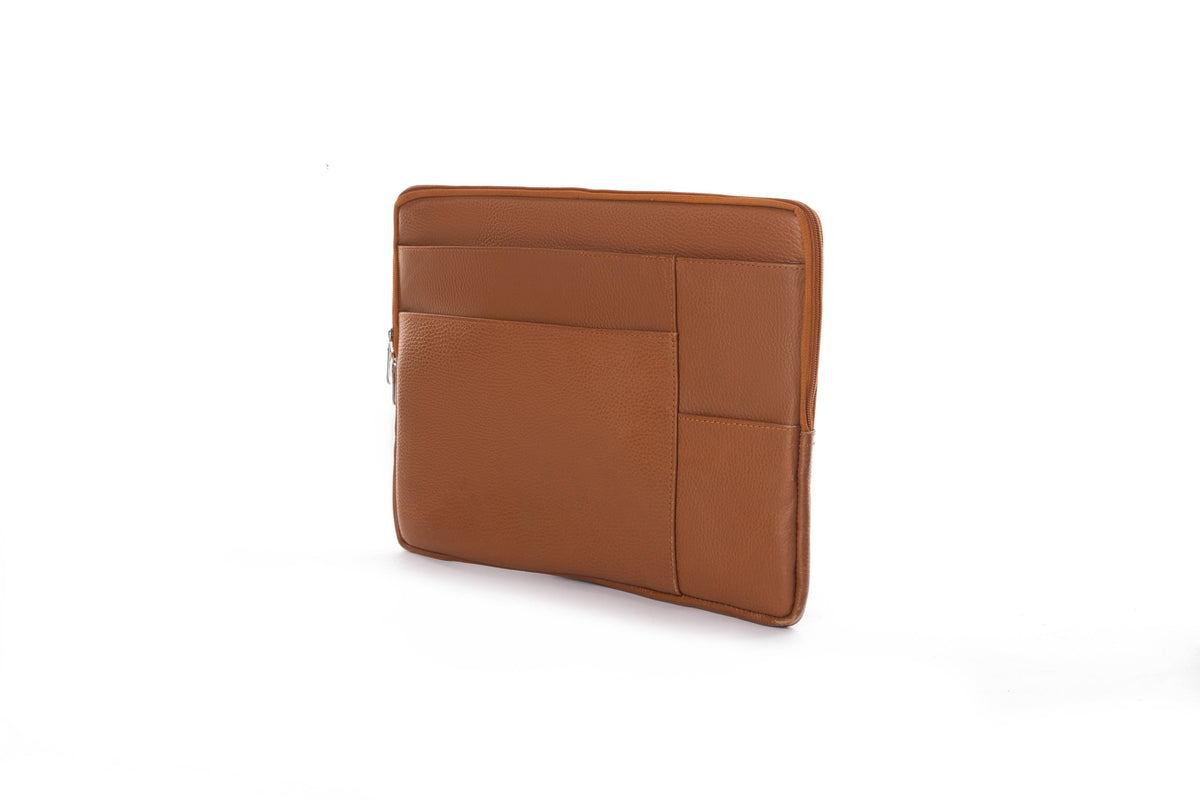 Bustah tan brown genuine leather laptop sleeve