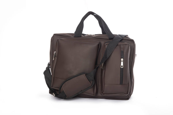 brown PVC convertible backpack and messenger bag. Classic, durable