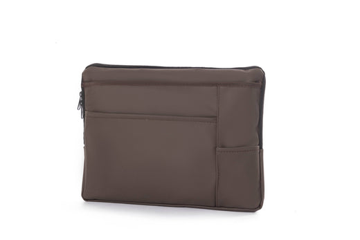 Bustah Metro brown faux leather laptop sleeve OG-200BR – front view