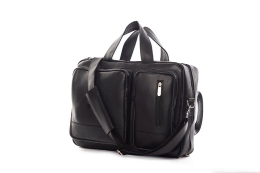 Bustah black genuine leather convertible backpack