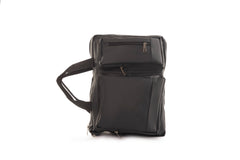 A black convertible backpack messenger bag with concealed zip closure