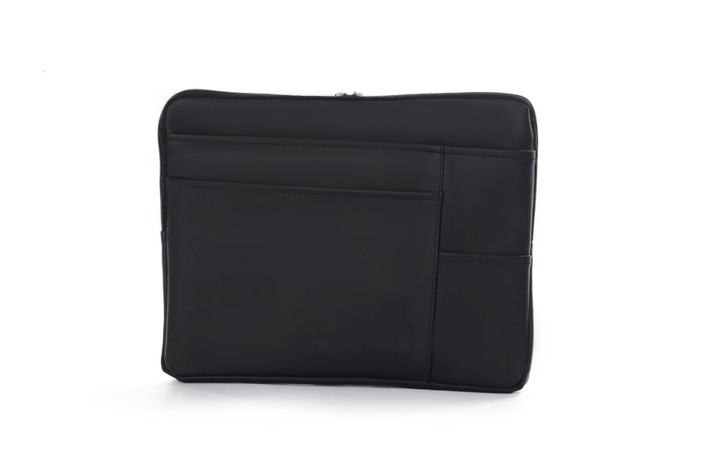 Bustah Metro black faux leather laptop sleeve OG-200BL – front view