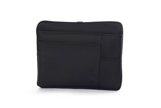 Bustah Metro black faux leather laptop sleeve OG-200BL – front view