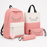 Pink 4-in-1 Cute School Backpack Set – Backpack, Tote, Pouch & Pencil Case