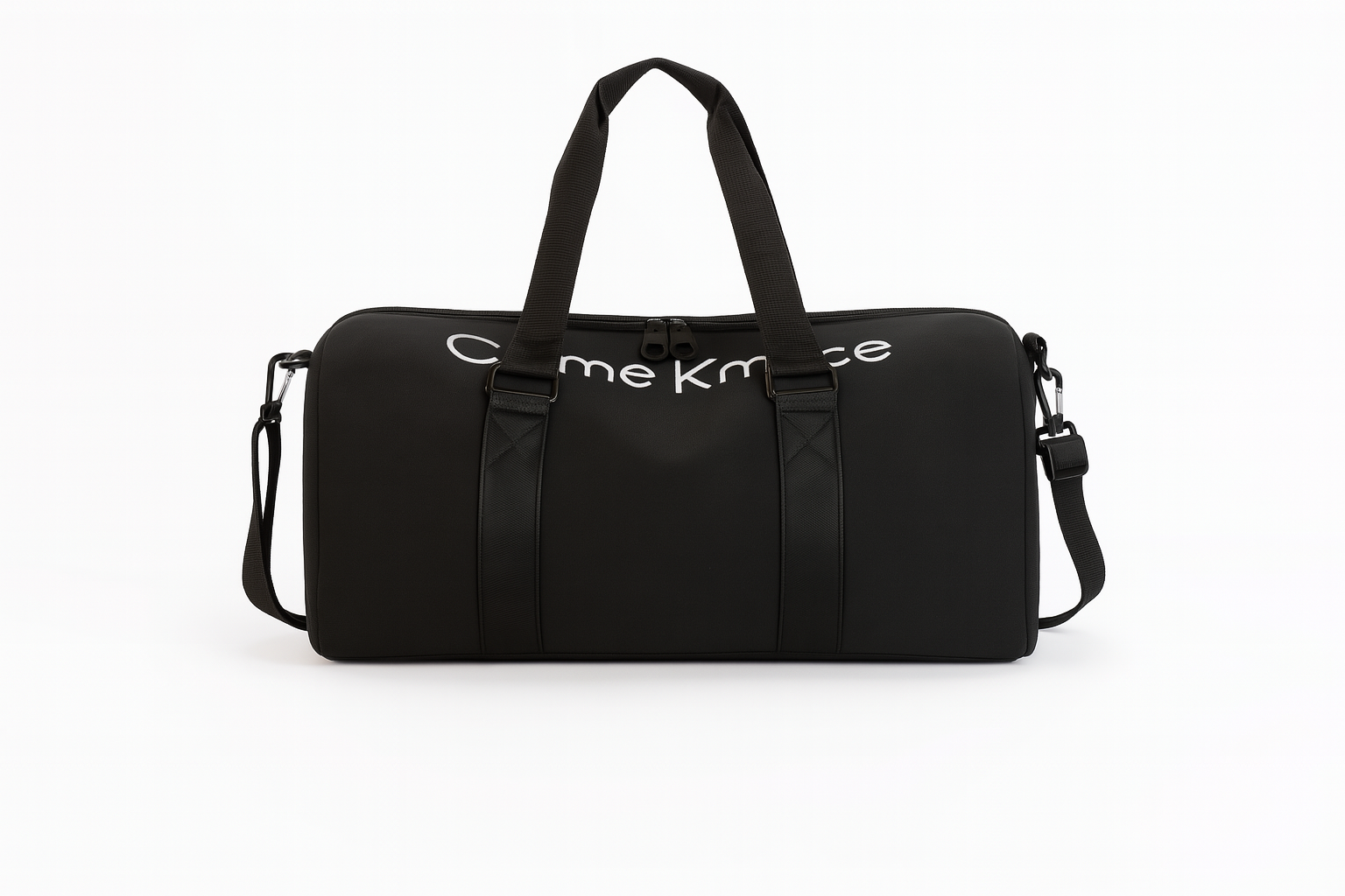 Black Canvas Travel Duffle Bag with Shoulder Strap