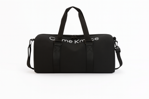 Black Canvas Travel Duffle Bag with Shoulder Strap