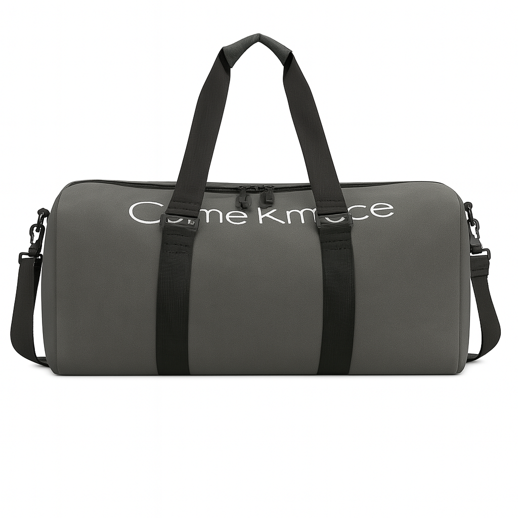 Minimalist Grey Duffle Bag with Black Straps – Lightweight Travel & Gym Bag