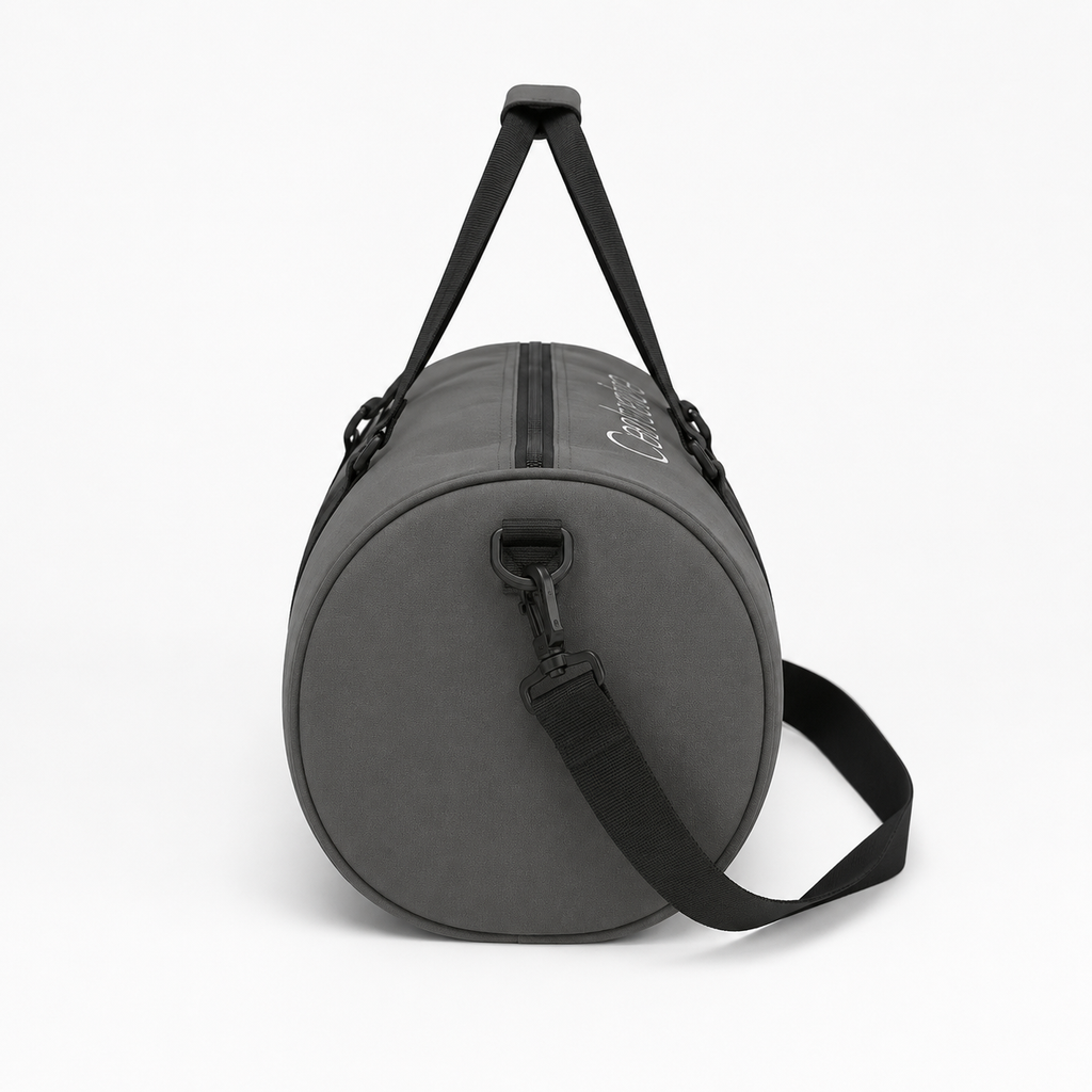 Minimalist Grey Duffle Bag with Black Straps – Lightweight Travel & Gym Bag