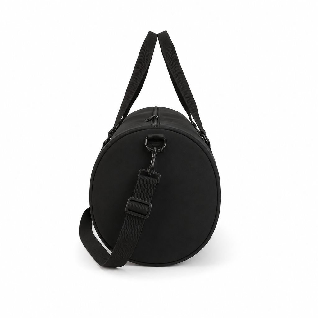 Black Canvas Travel Duffle Bag with Shoulder Strap