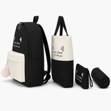 Black 4-in-1 Cute School Backpack Set – Backpack, Tote, Pouch & Pencil Case