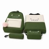 Green 4-in-1 Cute School Backpack Set – Backpack, Tote, Pouch & Pencil Case
