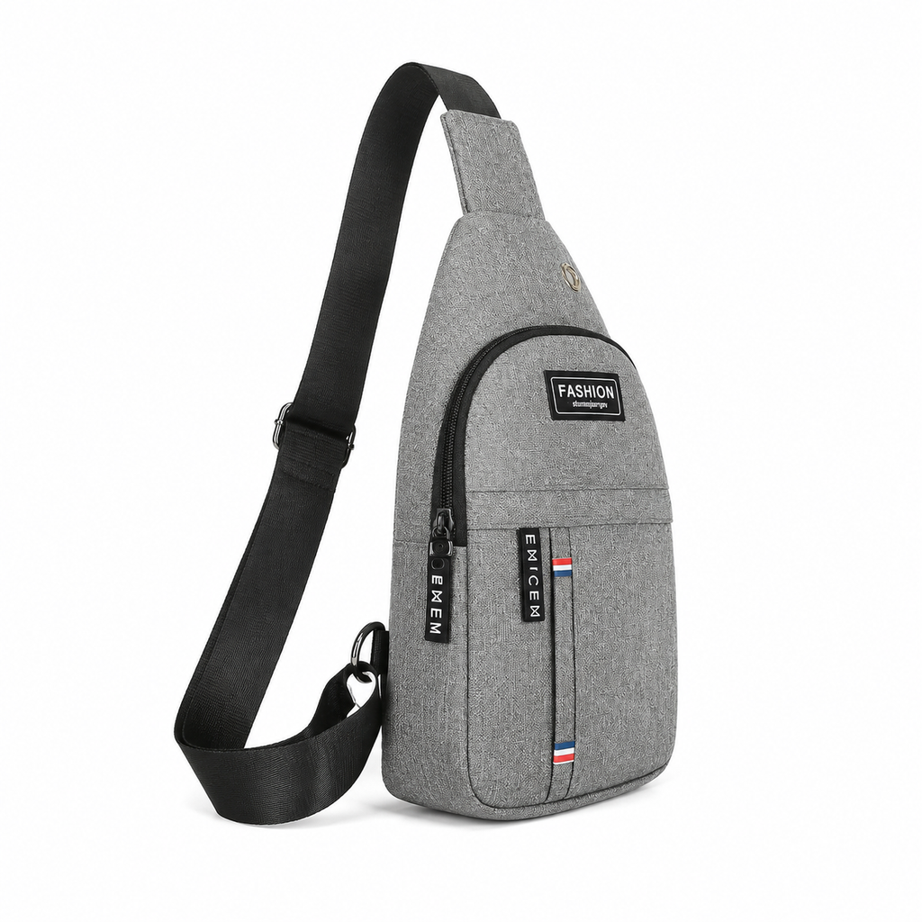 Grey Crossbody Sling Bag for Men – Compact Chest Shoulder Bag for Everyday Use