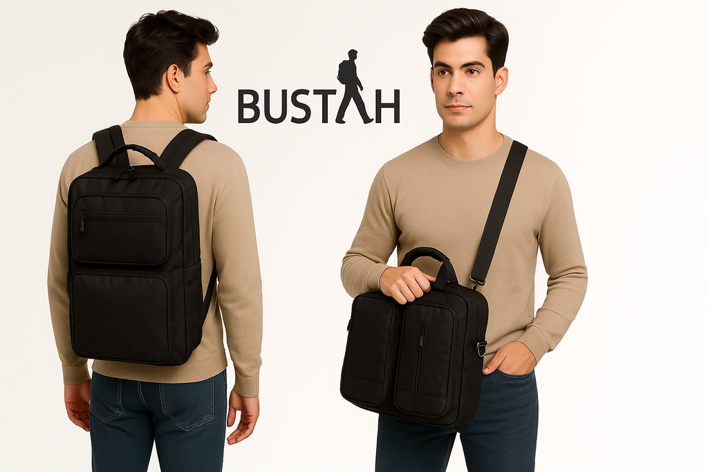 Essential Convertible Backpack Messenger Bag – Black (Value Picks)– Bustahstore