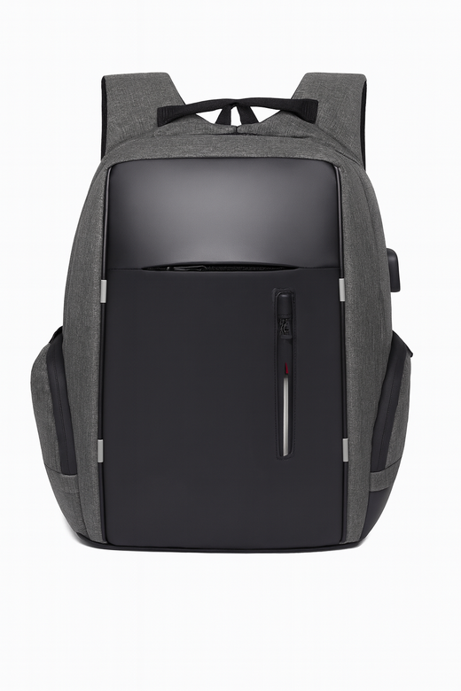 Bustah grey anti-theft laptop backpack – hidden zipper view