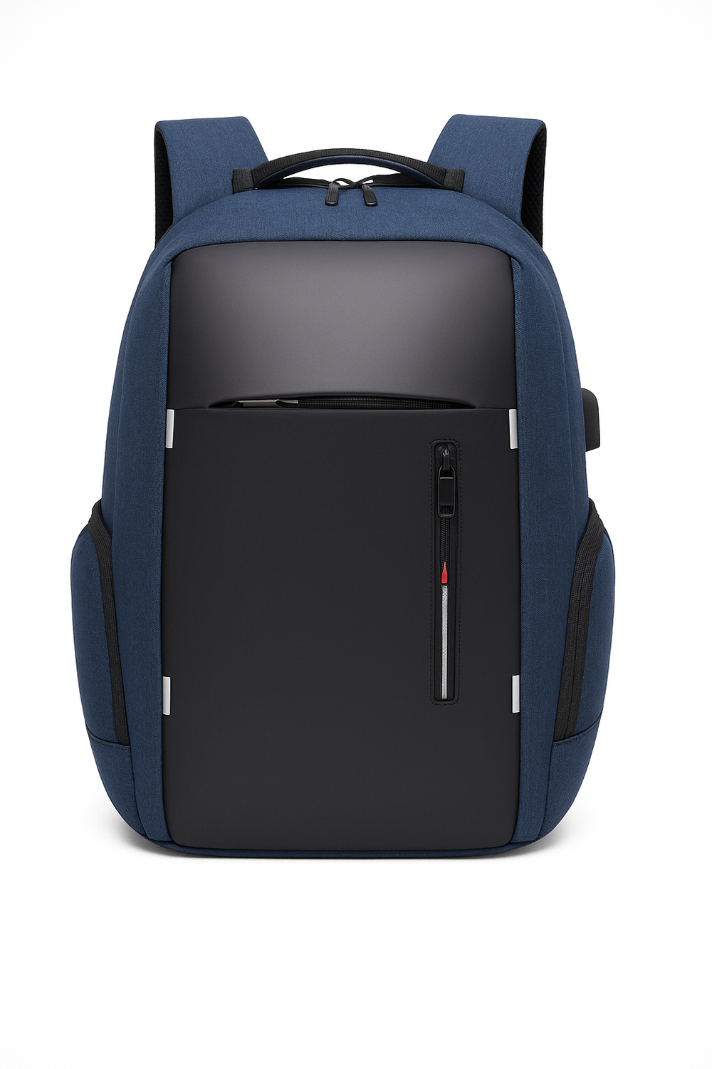 Bustah blue anti-theft laptop backpack – hidden zipper view