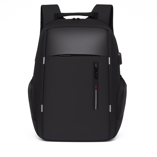 Bustah black anti-theft laptop backpack – hidden zipper view