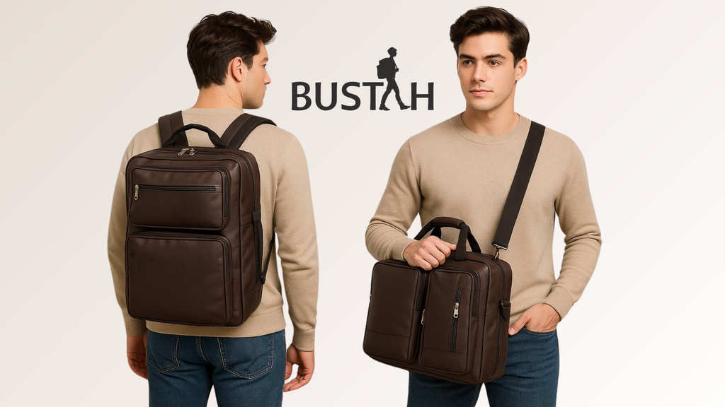 convertible messenger backpack leather brown PVC convertible backpack and messenger bag. Classic, durable, an– Bustahstore