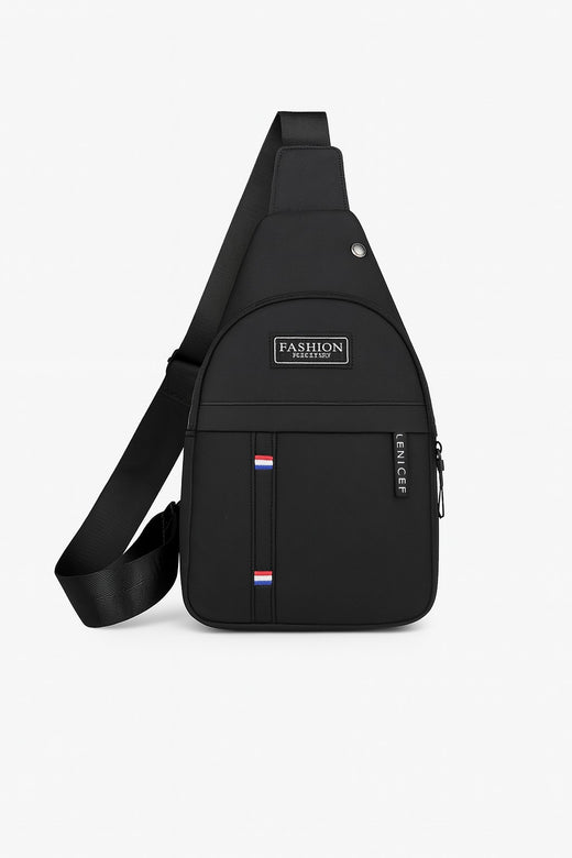 Bustah black crossbody sling chest bag for men – front view