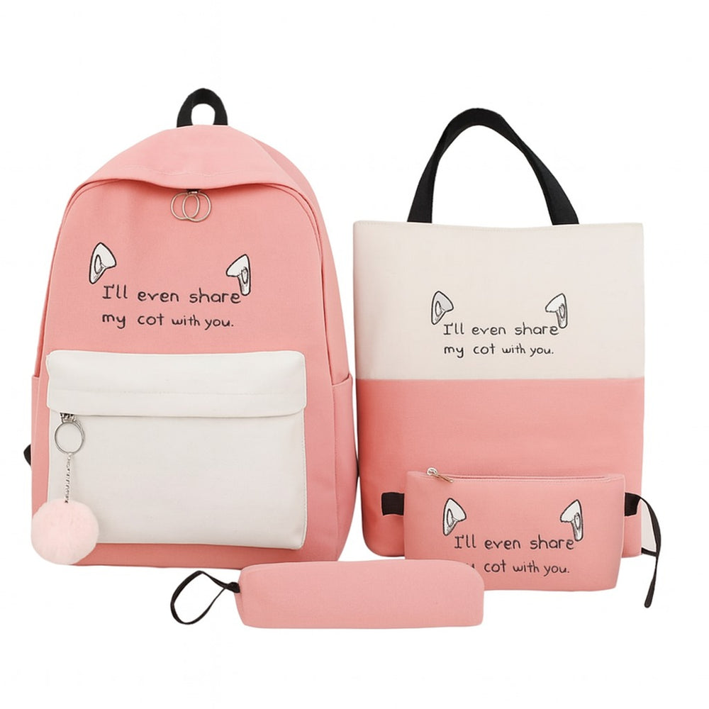 Bustah pink 4-in-1 cat school backpack set – all pieces