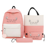 Pink 4-in-1 Cute School Backpack Set – Backpack, Tote, Pouch & Pencil Case