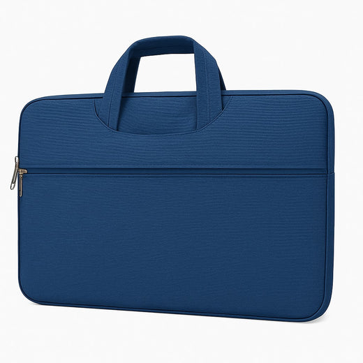 Bustah navy blue laptop sleeve bag with handles – front view